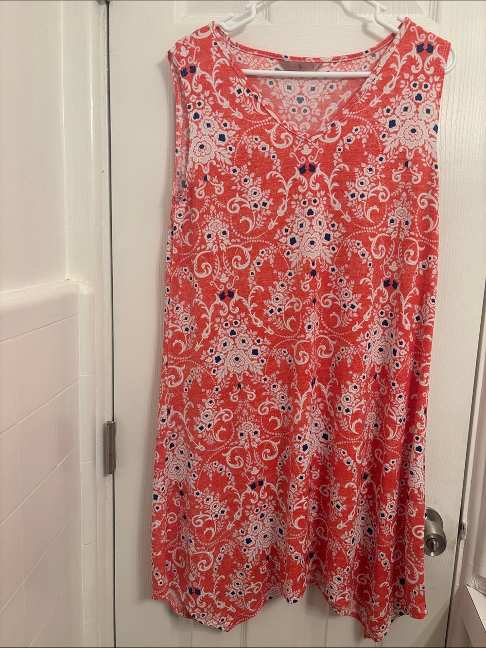 SJS Coral Floral V-Neck Midi Dress
